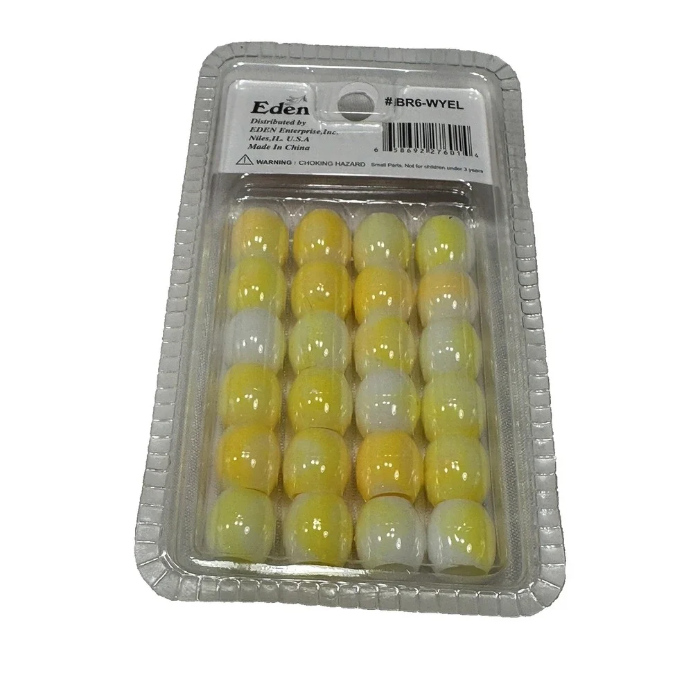 NEW eden 24 count jumbo hair bead accessories braids BR6‎ YELLOW WHITE